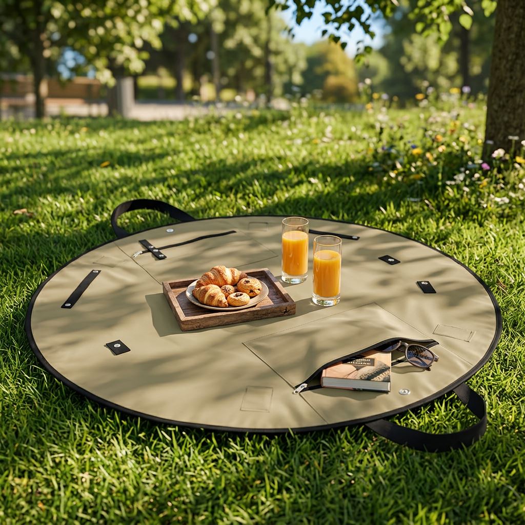 Colette Bag aperta come tappeto da picnic apparecchiato
